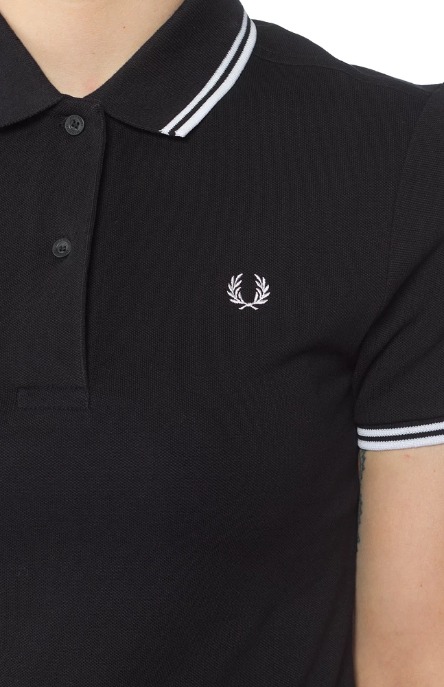 FRED PERRY GIRLS TWIN TIPPED POLO BLK/WHT