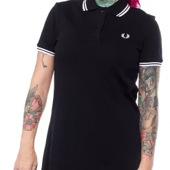 FRED PERRY GIRLS TWIN TIPPED POLO DRESS BLK