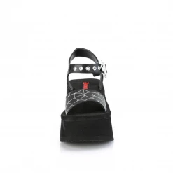 Back In Stock DEMONIA SPIDER BUCKLE PLATFORM ANKLE STRAP SANDALS BLACK