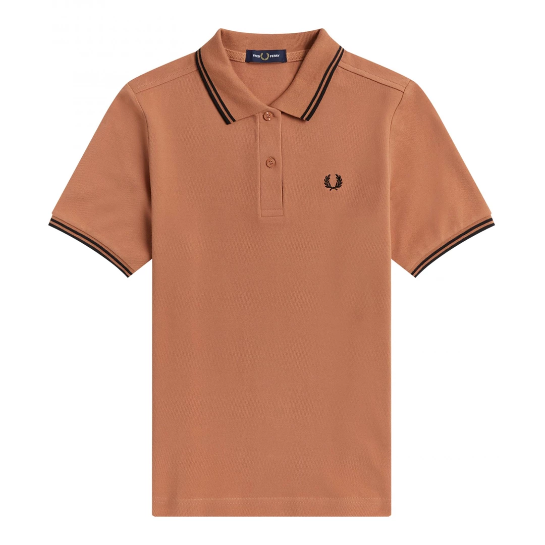 FRED PERRY GIRLS TWIN TIPPED POLO COURT CLAY/BLACK Shop Sour+Plus