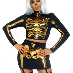 None TWO PIECE GOLDEN SKELETON COSTUME Apparel