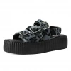 T.U.K. GREY LEOPARD 3-BUCKLE MONDO SANDALS