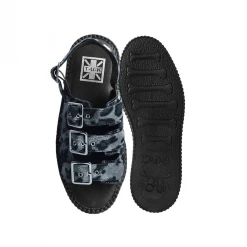 T.U.K. GREY LEOPARD 3-BUCKLE MONDO SANDALS