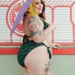 What's New SOURPUSS GREEN ZEBRA SCRUNCH BIKINI