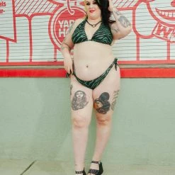 What's New SOURPUSS GREEN ZEBRA SCRUNCH BIKINI