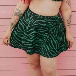 What's New SOURPUSS GREEN ZEBRA SWIM SKIRT