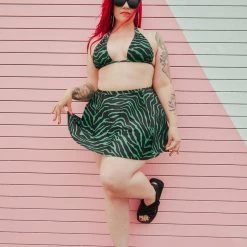 What's New SOURPUSS GREEN ZEBRA SWIM SKIRT