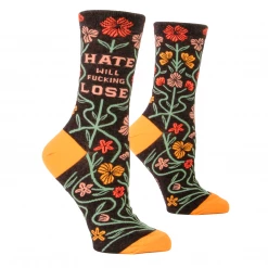Blue Q HATE WILL FUCK*NG LOSE CREW SOCKS