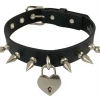 None Accessories SPIKED HEART LOCK AND KEY CHOKER