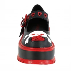 DEMONIA HEARTS N' SKULLS PLATFORM MARY JANES BLK/RED