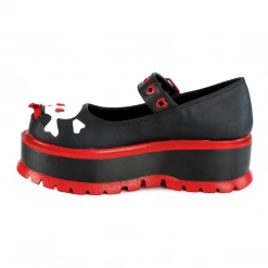 DEMONIA HEARTS N' SKULLS PLATFORM MARY JANES BLK/RED