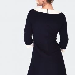 VOODOO VIXEN HELEN 60'S KNIT DRESS WITH POCKETS BLACK Apparel