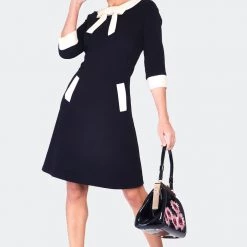 VOODOO VIXEN HELEN 60'S KNIT DRESS WITH POCKETS BLACK Apparel