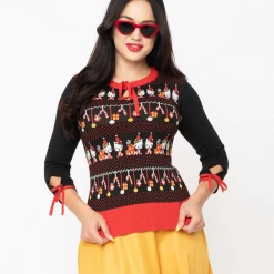 UNIQUE VINTAGE X HELLO KITTY HOLIDAY SWOOSIE SWEATER