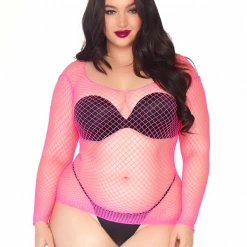 None LONG SLEEVE INDUSTRIAL FISHNET TOP HOT PINK