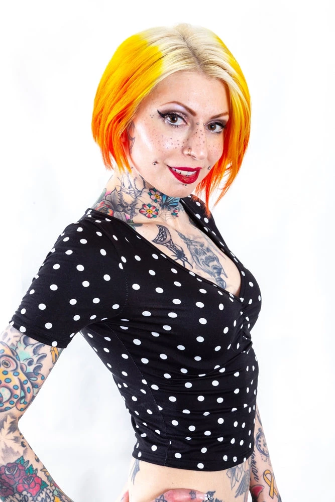 Shop Sour+Plus SOURPUSS POLKA DOT SUZIE TOP BLK/WHT