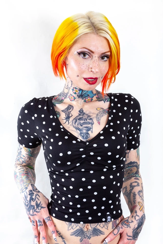 Shop Sour+Plus SOURPUSS POLKA DOT SUZIE TOP BLK/WHT