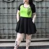 SOURPUSS NOKTURNAL BATS RAGLAN SKATER DRESS GREEN Neon Dreams