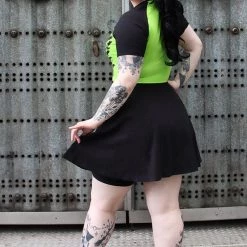SOURPUSS NOKTURNAL BATS RAGLAN SKATER DRESS GREEN Neon Dreams