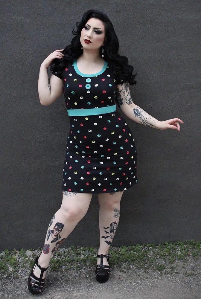 Neon Dreams SOURPUSS MULTI SKULLS BEKI DRESS