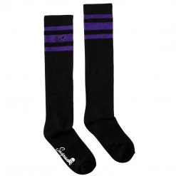 SOURPUSS PUMPKIN KNEE SOCKS BLACK/PURPLE