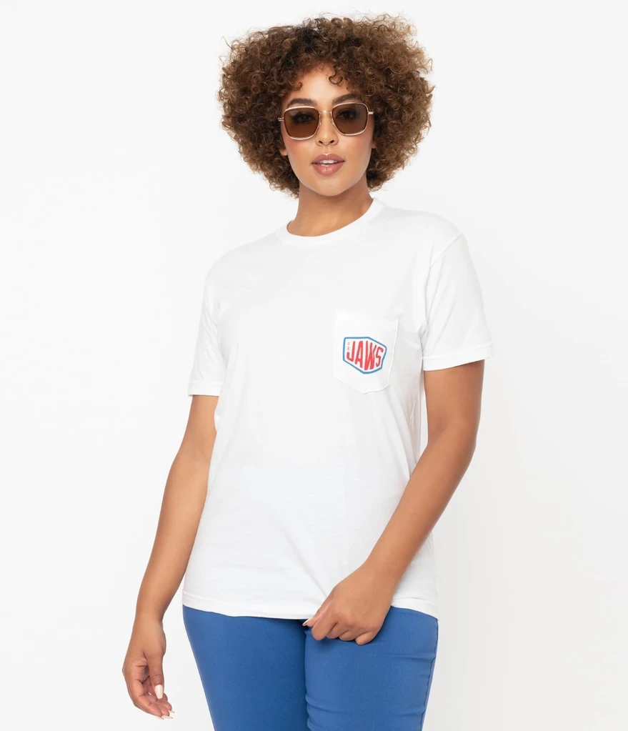 UNIQUE VINTAGE X JAWS AMITY ISLAND SURF CLUB UNISEX TEE