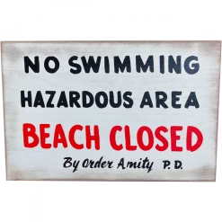 TRICK OR TREAT STUDIOS JAWS NO SWIMMING WOOD SIGN