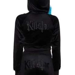 Shop Sour+Plus KILLSTAR JUST CREW-SIN VELVET HOODIE BLACK