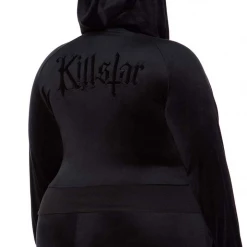 Shop Sour+Plus KILLSTAR JUST CREW-SIN VELVET HOODIE BLACK