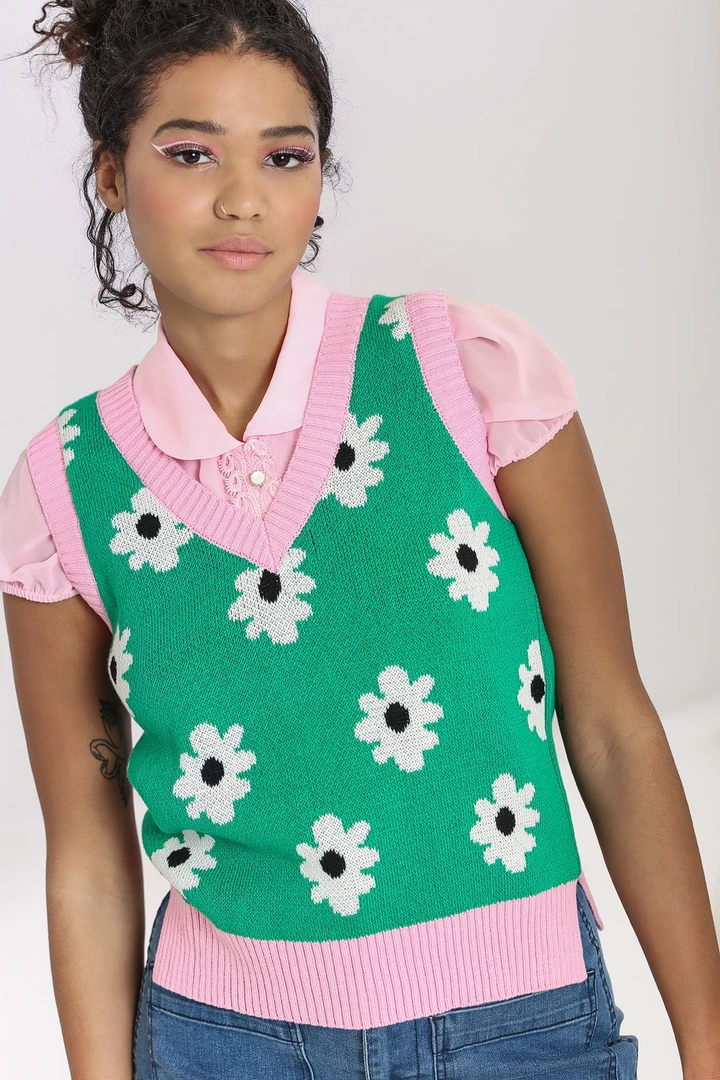 HELL BUNNY KITSCH DAISY SWEATER VEST