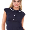 VOODOO VIXEN LADY FRONT BUTTON COLLAR TOP Apparel