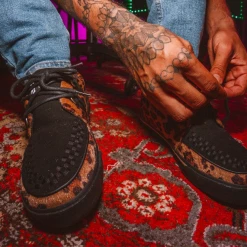 T.U.K. D-RING VEGAN VLK SNEAKER BLACK AND LEOPARD