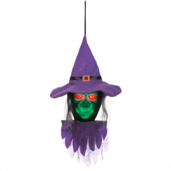 None Homewares HANGING SOUND & LIGHT MOTION ACTIVATED WITCH HEAD