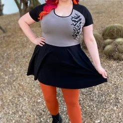 SOURPUSS NOKTURNAL BATS RAGLAN SKATER DRESS GRAY Shop Sour+Plus