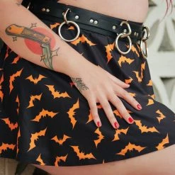 SOURPUSS LUNA BATS BLACK/ORANGE SWIM SKIRT
