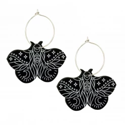 None LUNA MOTH HOOP EARRINGS BLK/WHT What's New