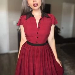 SOURPUSS LYDIA DRESS BURGUNDY Shop Sour+Plus