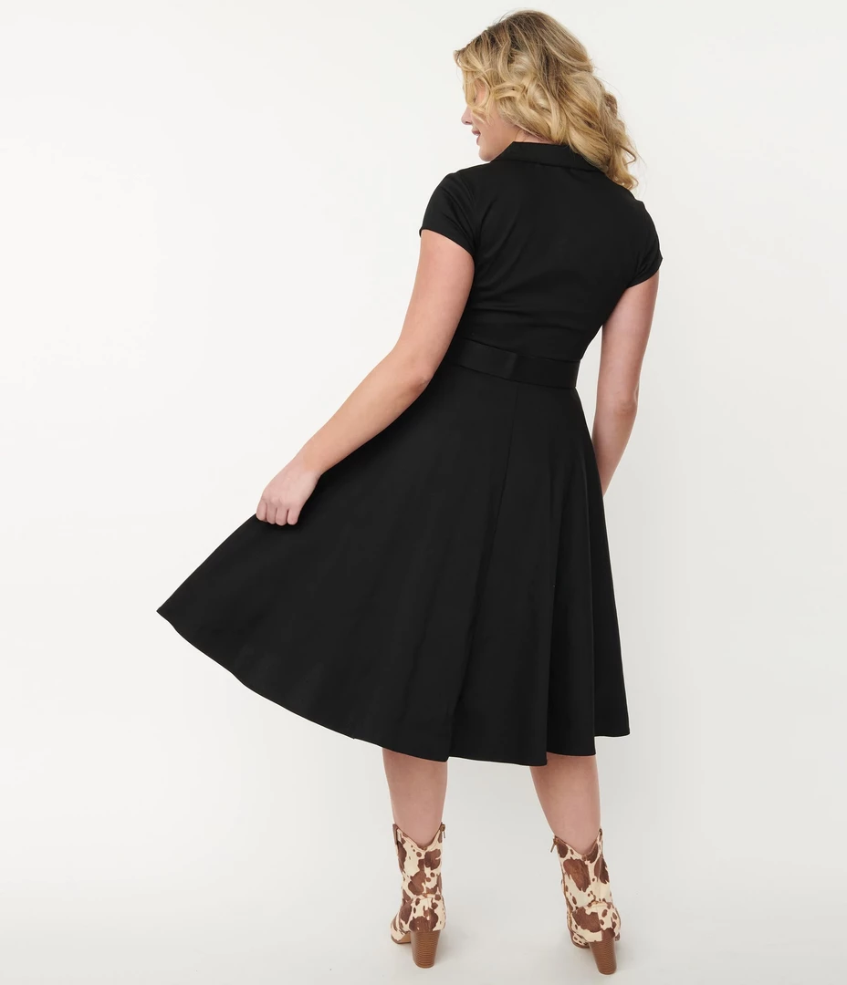 UNIQUE VINTAGE MADELINE DRESS BLK W/ GOLD TRIM What's New