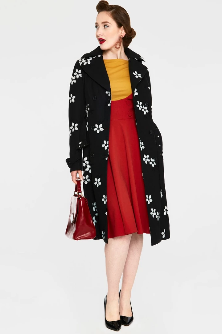 VOODOO VIXEN MARJORIE FLORAL COAT BLACK