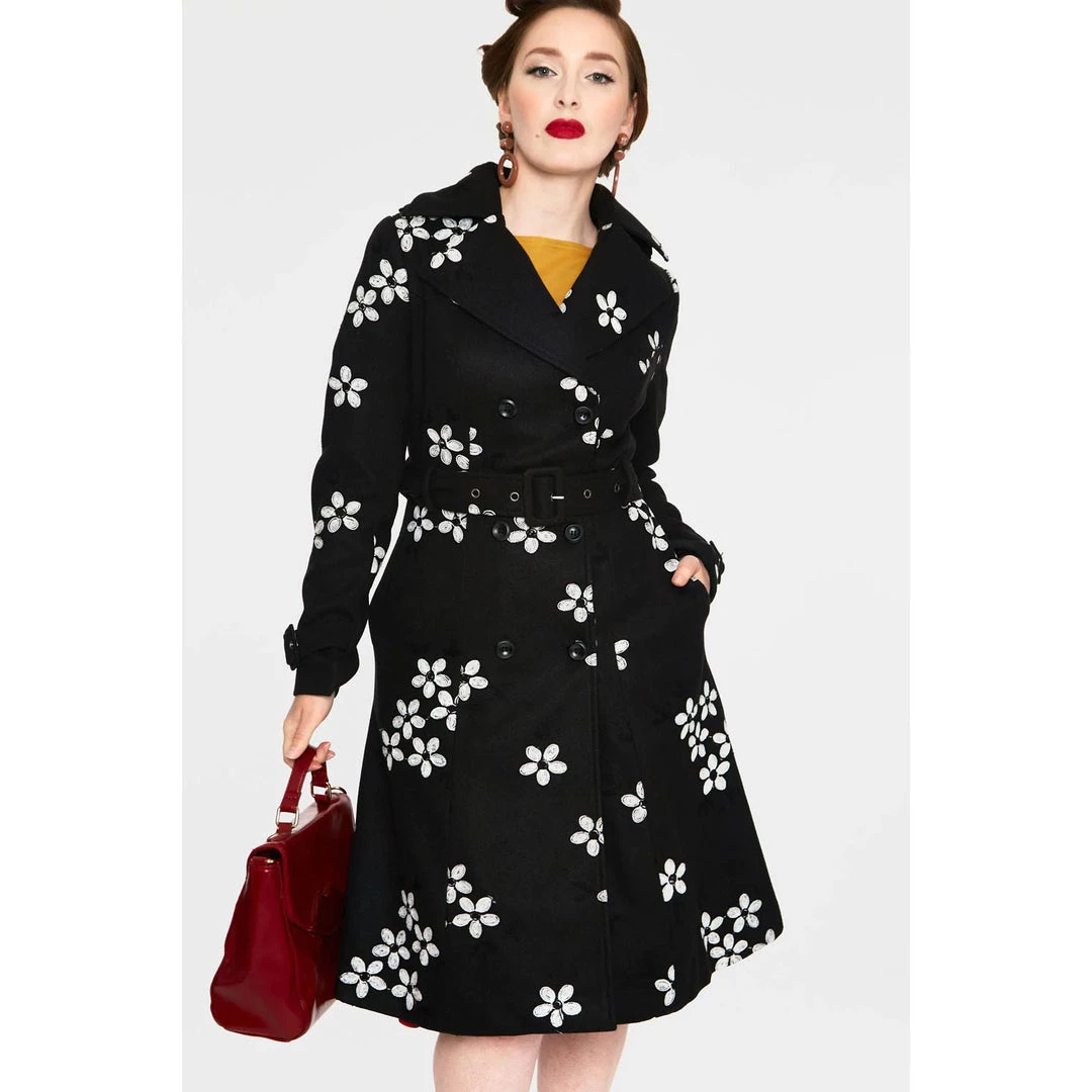 VOODOO VIXEN MARJORIE FLORAL COAT BLACK