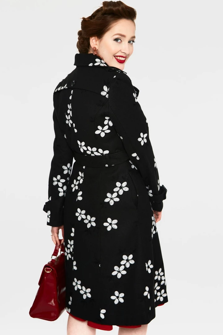 VOODOO VIXEN MARJORIE FLORAL COAT BLACK