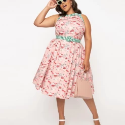 UNIQUE VINTAGE MUSHROOM PRINT MAXINE SWING DRESS Shop Sour+Plus