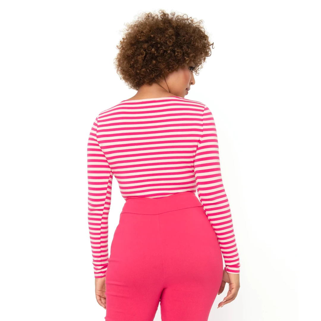 UNIQUE VINTAGE HOT PINK STRIPE MAXINE TOP