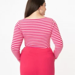 UNIQUE VINTAGE HOT PINK STRIPE MAXINE TOP