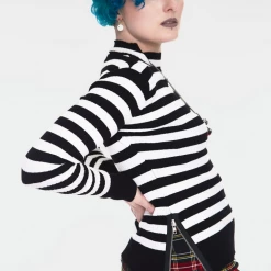 JAWBREAKER MENACE BLK/WHT STRIPED SWEATER Apparel