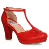 Bettie Page Shoes BETTIE PAGE MERCY T-STRAP HEELS RED What's New