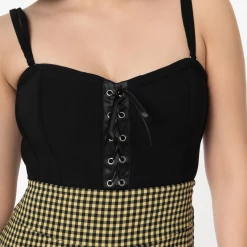 UNIQUE VINTAGE CORSET MITZI TOP BLACK
