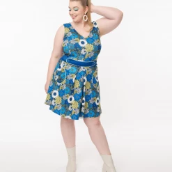 Shop Sour+Plus SMAK PARLOUR MOD FLORAL TOTALLY RADICAL FIT & FLARE DRESS