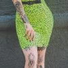 Neon Dreams SOURPUSS LEOPARD MIDI SKIRT NEON YELLOW