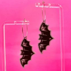 SOURPUSS NOKTURNAL BAT ACRYLIC HOOPS SILVER